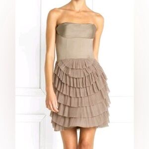 Formal  BCBG MAXAZRIA Hazelnut Beige Taupe "JACQUIER"  TULLE DRESS- size 6